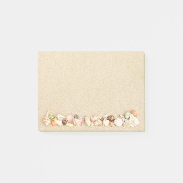 Beach Sand with Row of Sea Shells Post-it Notes (Front)