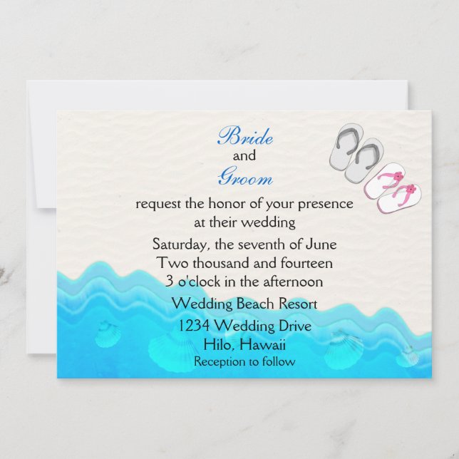 Beach Sandals Wedding Invitation (Front)