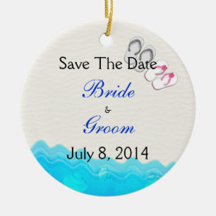 Beach Sandals Wedding Save The Date Ceramic Ornament