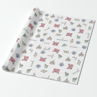 Beach Sandcastle Crab Shell Pail Kid Baby Wrapping Paper