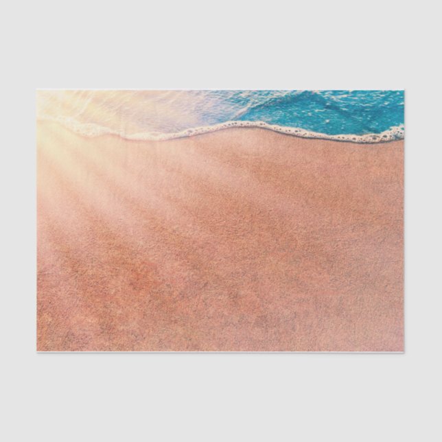 Beach Sandy Shoreline Blue Ocean Wave Decoupage Tissue Paper (Front)