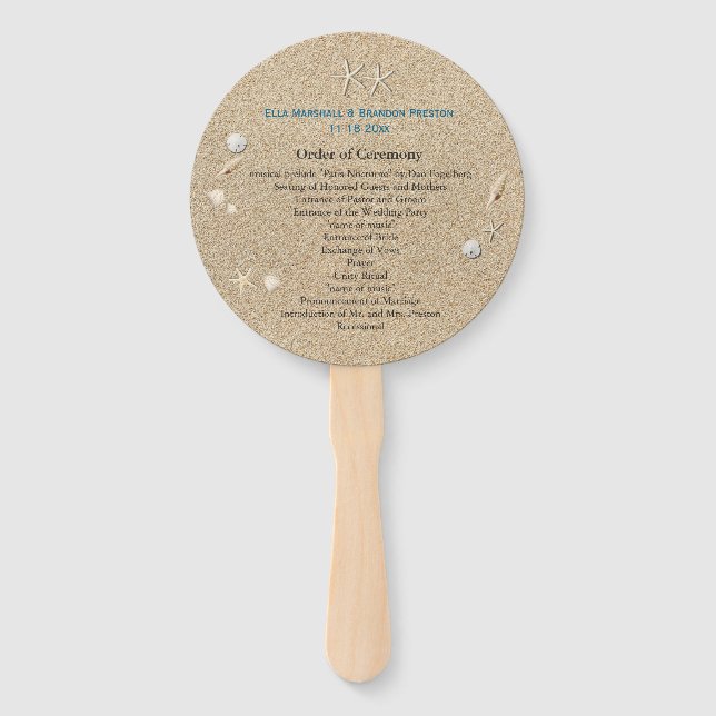 Beach Sandy Toes Salty Kisses Wedding Program Fan (Front)