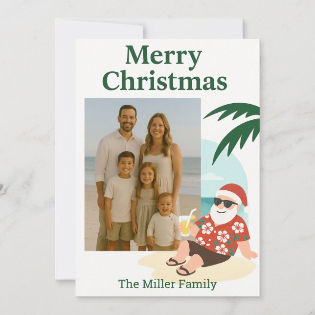 Beach Santa Funny Christmas Card (Front)