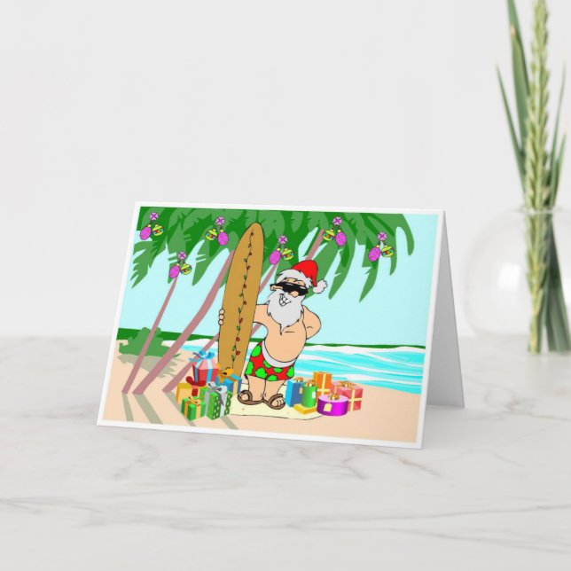 Beach Santa Holiday Card (Front)