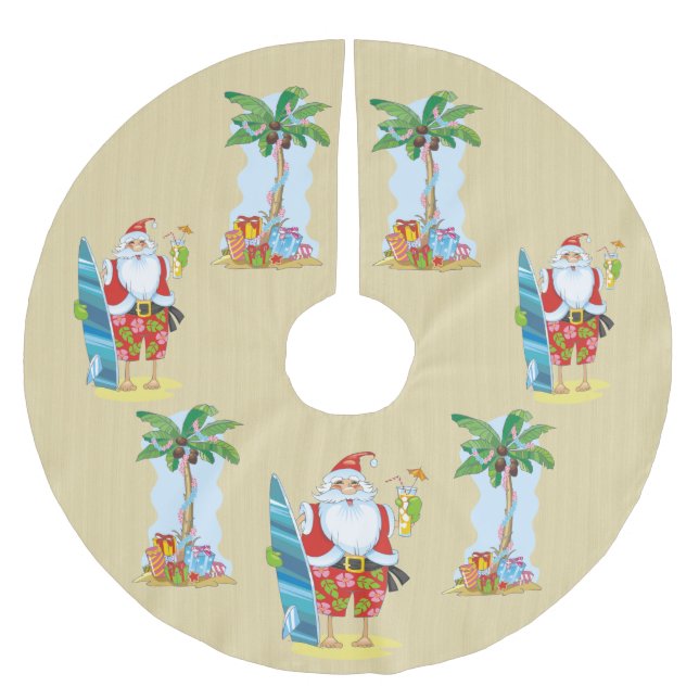 Beach Santa Holiday tree skirt (Front)