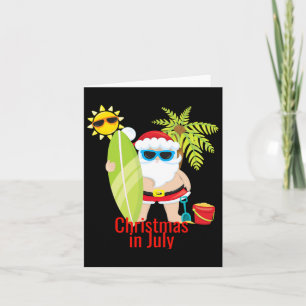 Beach Santa Surfer Christmas In July Card
