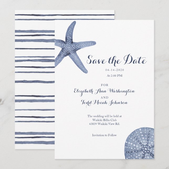 Beach Save the Date Watercolor Card (Front/Back)