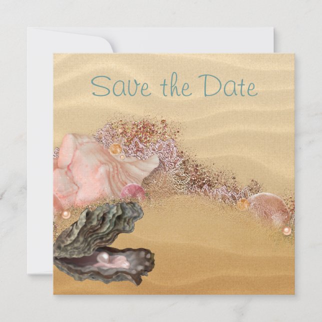 Beach Save the Date Wedding Sandy Shore (Front)