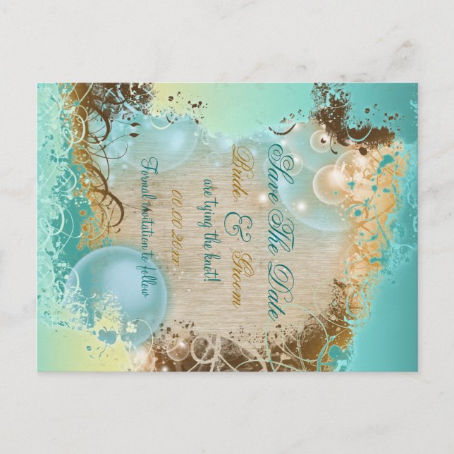 beach "Save the date" wedding theme elegant Announcement Postcard (Front)