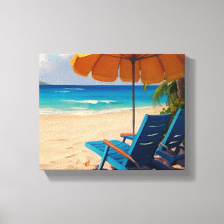 Beach Sce e Canvas Print