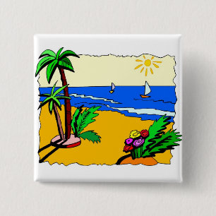 Beach Scene 2 Inch Square Button