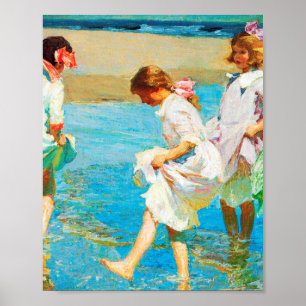 Beach scene art by Edward Henry Potthast  Poster