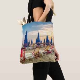 Beach Scene Chairs and Umbrellas Tote Bag