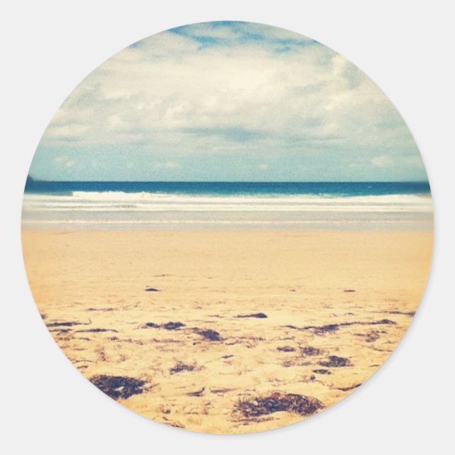 Beach Scene Classic Round Sticker (Front)