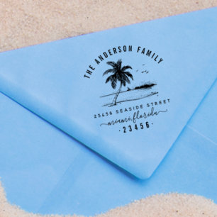 Beach Scene Custom Return Address Rubber Stamp