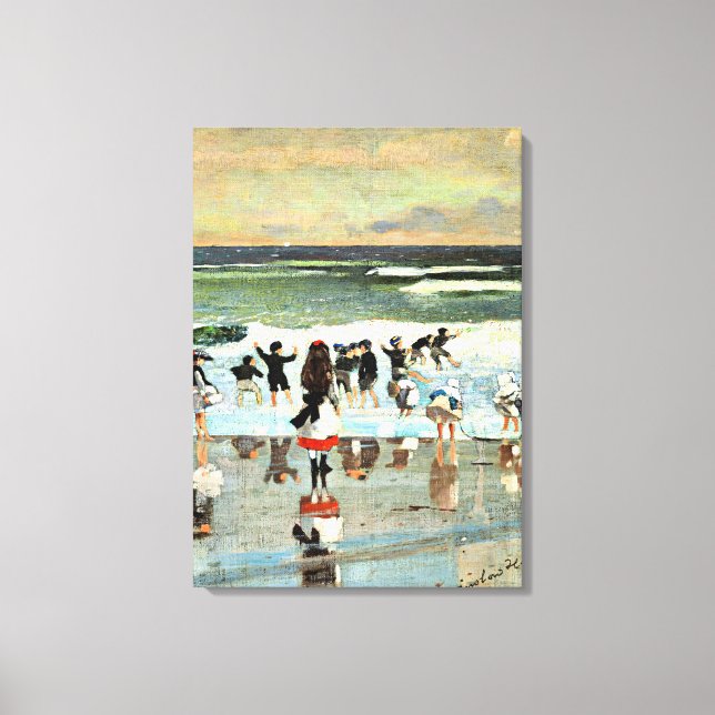 Beach Scene, fine art vintage painting Canvas Print (Front)