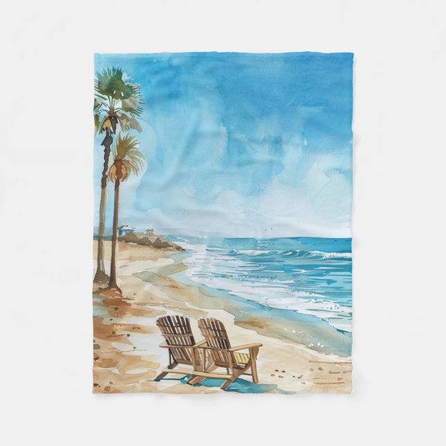 Beach Scene Fleece Blanket (Front)