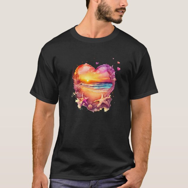 Beach Scene Heart, Beach Lovers, Beach Heart Art G T-Shirt (Front)