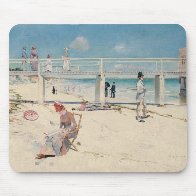 Beach Scene (Holiday at Mentone) (Australian Art) Mouse Pad (Front)