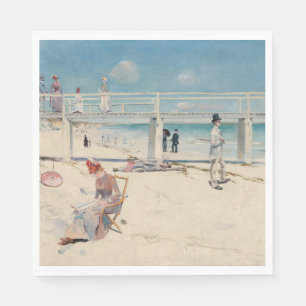 Beach Scene (Holiday at Mentone) (Australian Art) Napkin