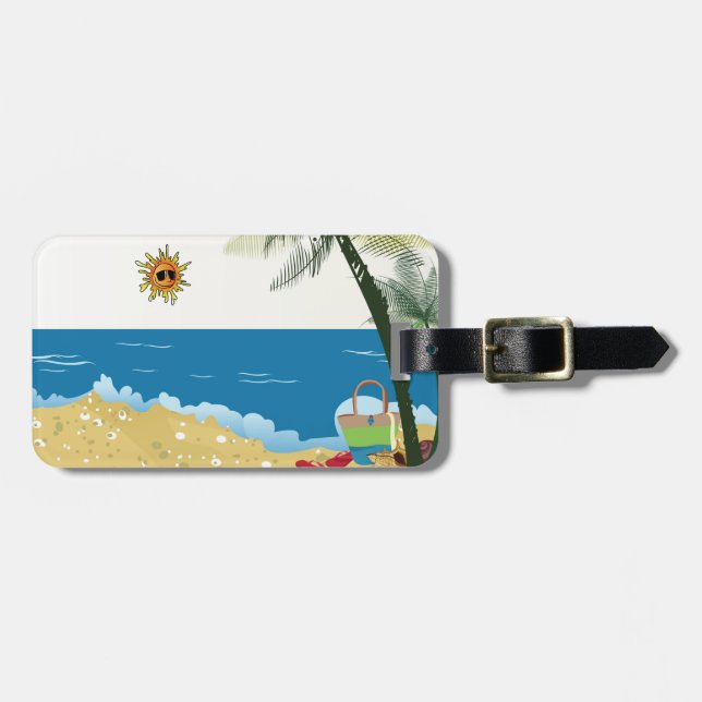 Beach scene image on sunnyday luggage tag (Front Horizontal)
