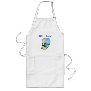Beach Scene In A Beach Shell Wall, Long Apron