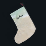 Beach Scene Name Template Christmas Stocking<br><div class="desc">Simple beach scene Christmas stocking with name template and image on both sides.  Hang facing either direction when celebrating a coastal  Christmas.</div>