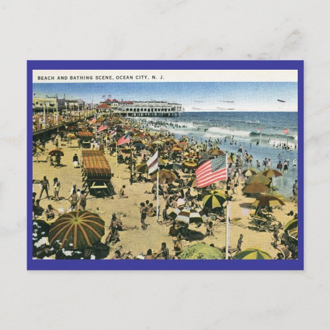 Beach Scene, Ocean City NJ Vintage Postcard (Front)
