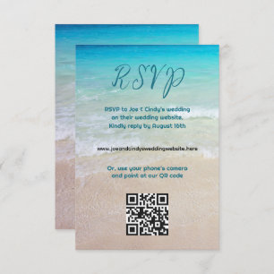 Beach Scene QR code Website RSVP Enclosure Card