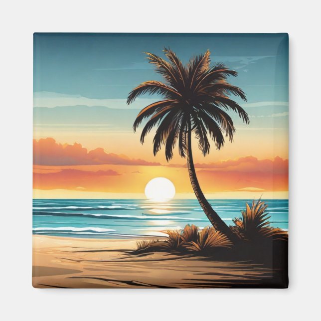 Beach Scene Refrigerator Magnet - Coastal Charm De (Devant)