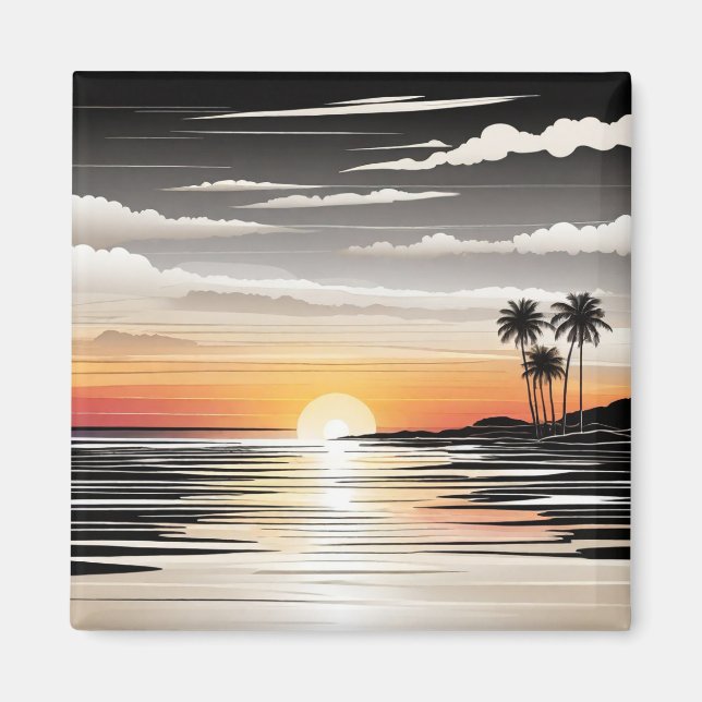 Beach Scene Refrigerator Magnet - Coastal Charm De (Devant)