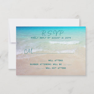 Beach Scene RSVP Wedding Reply Guest Count