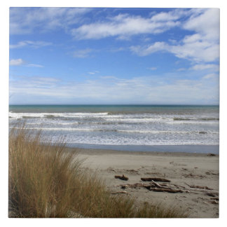 Beach Scene, sand, sea and blue sky Tile