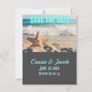 Beach Scene Save the Date QR Code Announcement