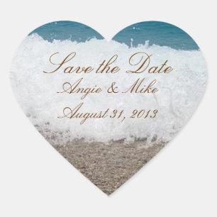 Beach Scene Save the Date Wedding Stickers