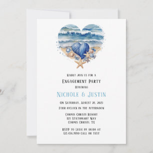 Beach Scene Starfish Engagement Party Invitation