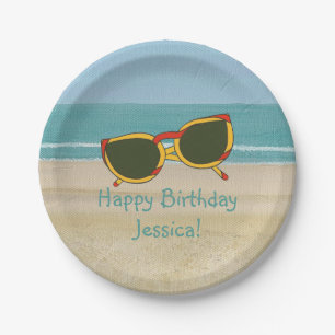 Beach Scene Sunglasses Personalized Birthday Plate