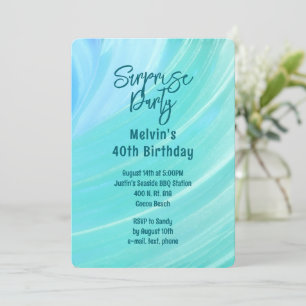 Beach Scene Surprise Party Custom Age Invitation