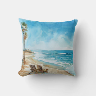 Beach Scene Throw Pillow