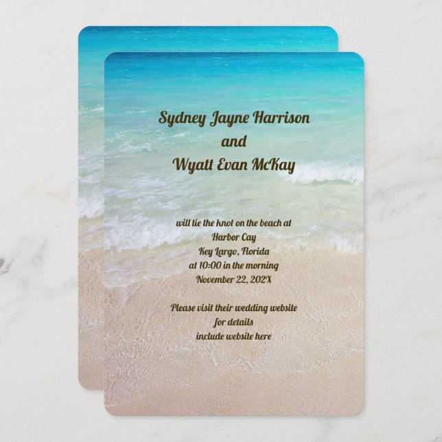 Beach Scene Wedding Invitation Template (Front/Back)