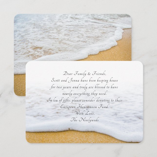 Beach Scene Wishing Well Wording Idea Cards (Front/Back)