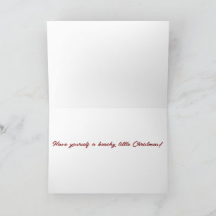 Beach scene with Santa hat folded Christmas card