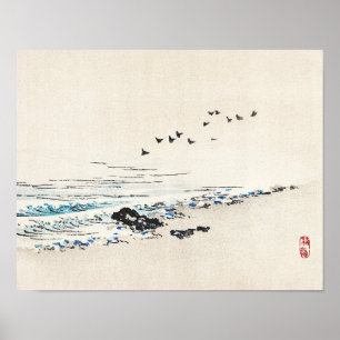 Beach scenery by Kōno Bairei Poster