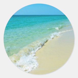 Beach scenery classic round sticker