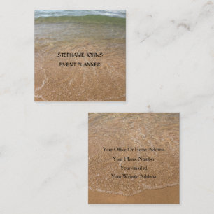 Beach Scenic Photo Event Planner Custom Text Cool Square Business Card