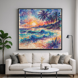 Beach Scribbles - Line Art Style Landscape Poster