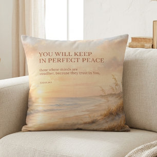 Beach Scripture Isaiah 26:3 Perfect Peace Faith Throw Pillow