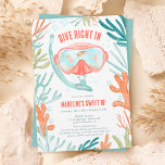 Beach Scuba diving watercolor sea life Sweet 16 Invitation<br><div class="desc">Let's dive in and have some fin-tastic fun! Make a splash at your sweet 16 birthday party with our Summer Scuba diving watercolor sea life illustration invitations. Perfect for the underwater adventurer in you! Featuring a snorkelling mask filled with fishes, turtles and cute sea life animals, with orange coral and...</div>
