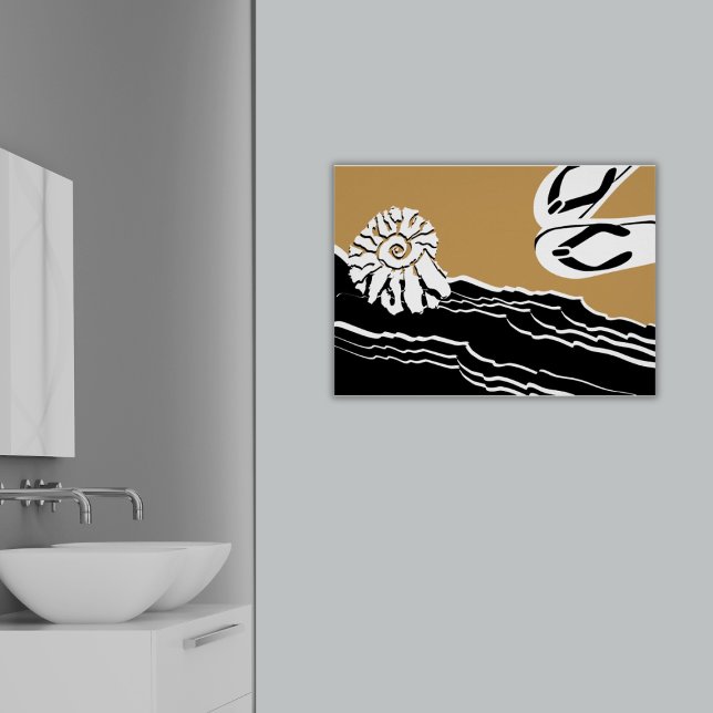 Beach Sea & Flip Flop Bathroom Poster (Beach Sea Shell & Flip-Flops in Sand Bathroom Poster)