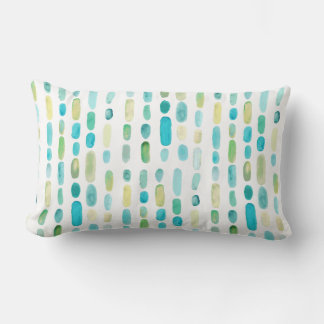 Beach Sea Glass Watercolor Lumbar Pillow